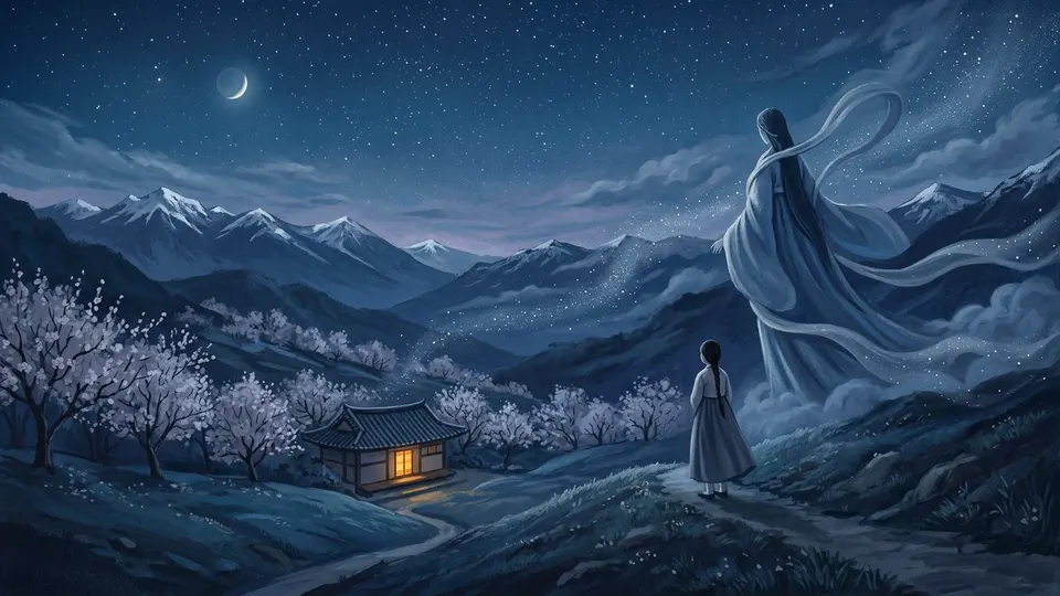 Illustration for The Girl Who Watched the Mountains Illustration for The Girl Who Watched the Mountains