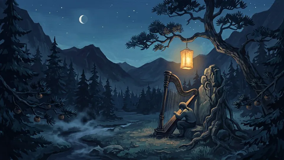 Illustration for The Harp That Waited in the Valley