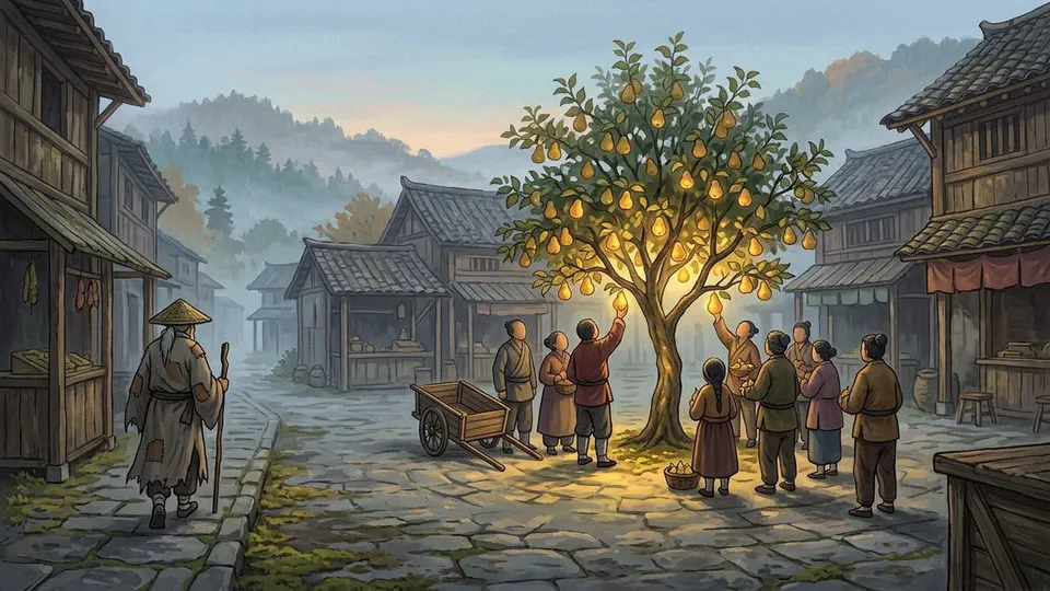 Illustration for The Pear Tree That Grew in a Morning