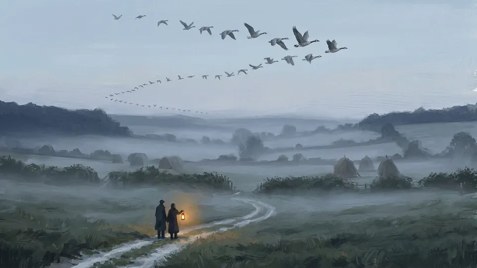 Illustration for The Ribbon of Birds Above the Valley