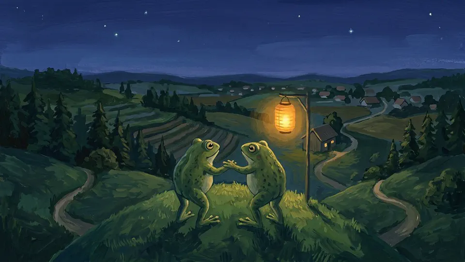 Illustration for The Two Frogs and the Hill Between Illustration for The Two Frogs and the Hill Between